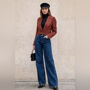 Alfred Sung Cropped Blazer Rust Chic M